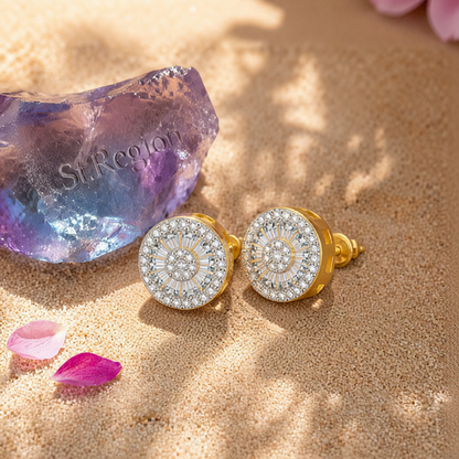 Crystal & Cubic Zirconia Round Stud Earrings