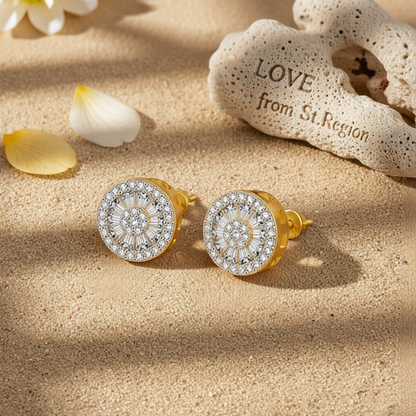 Crystal & Cubic Zirconia Round Stud Earrings