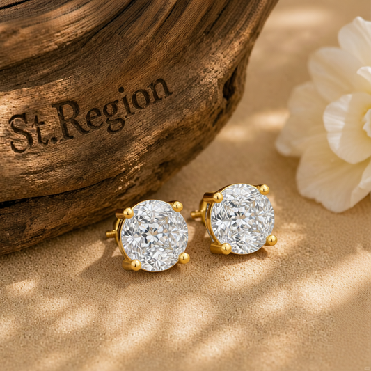 Marquise Crystal & Cubic Zirconia Round Stud Earrings