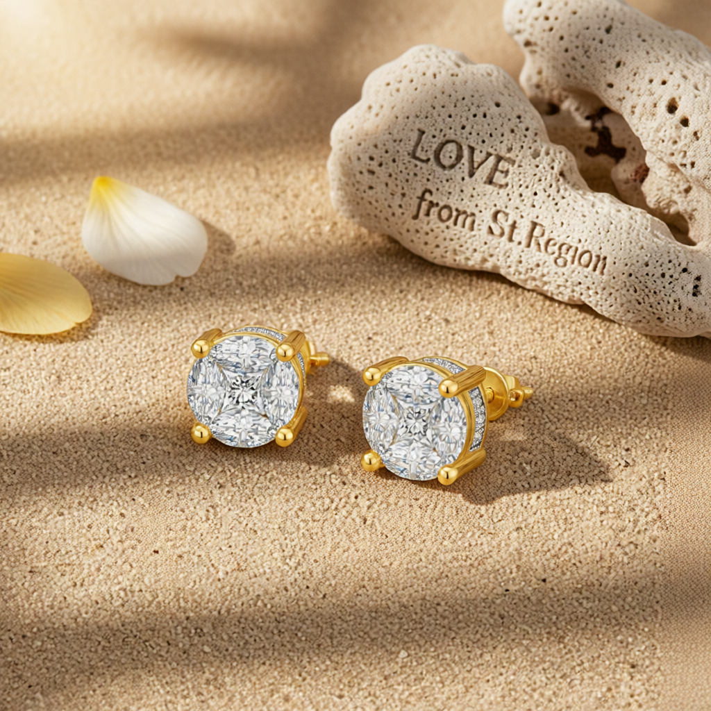 Marquise Crystal & Cubic Zirconia Round Stud Earrings