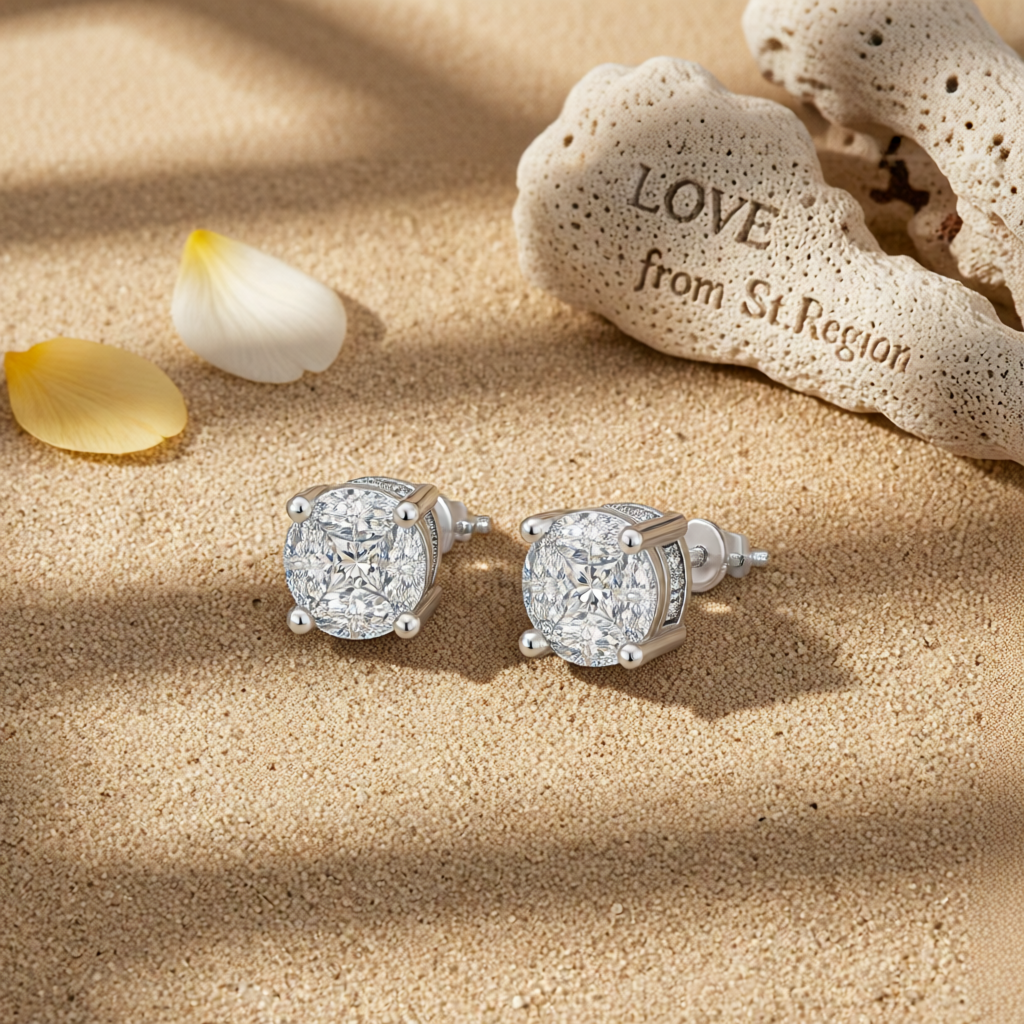 Crystal & Cubic Zirconia Marquise Round Stud Earrings
