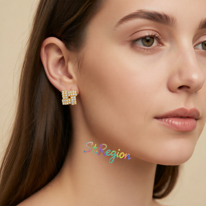Cubic Zirconia & 18K Gold-Plated Windmill Stud Earrings