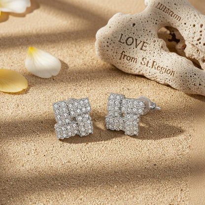 Cubic Zirconia and Silver-Plated Windmill Stud Earrings, cubic zirconia stud earrings for women, lifestyle look