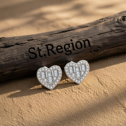 Crystal & Cubic Zirconia Silver-Plated Heart Stud Earrings