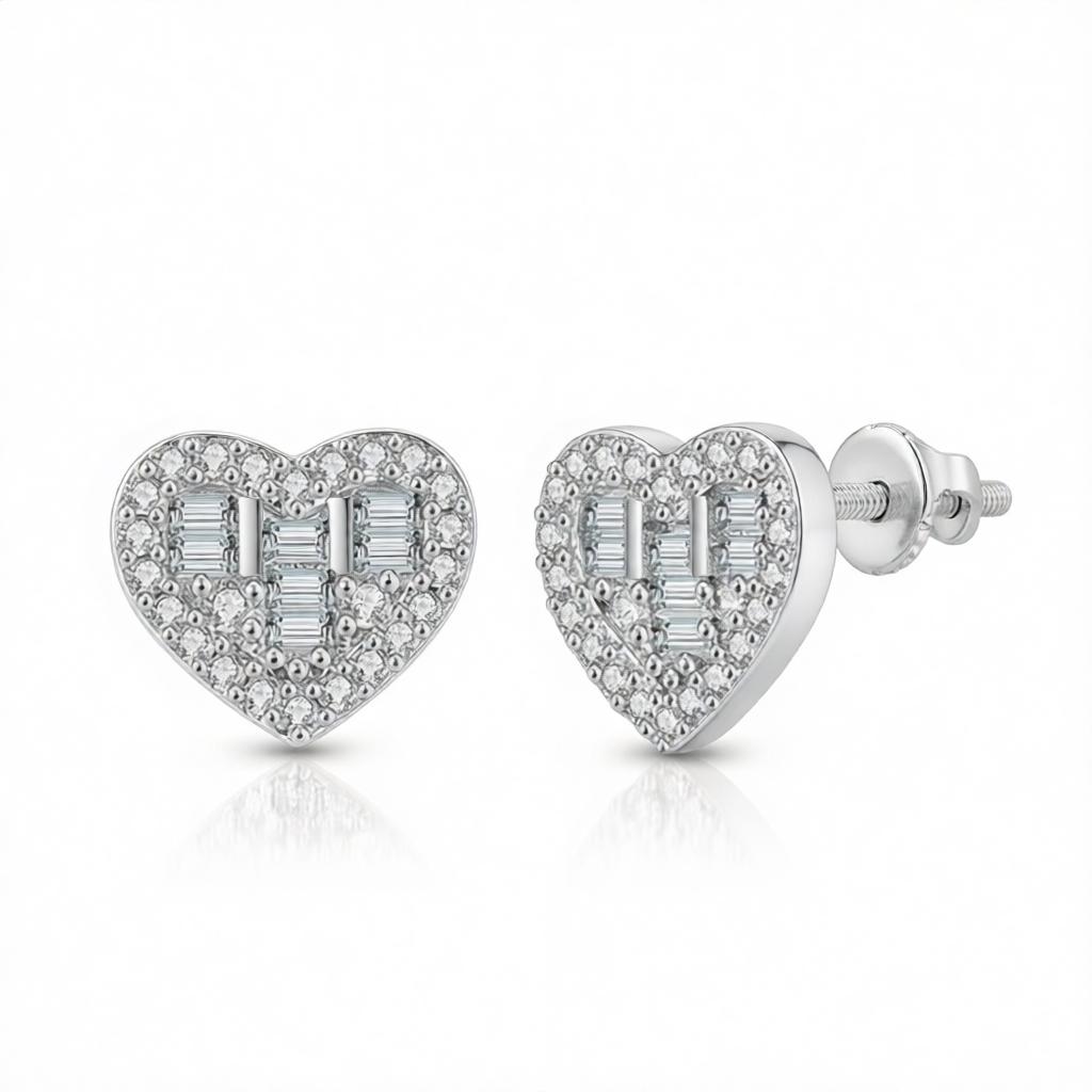 Crystal & Cubic Zirconia Silver-Plated Heart Stud Earrings