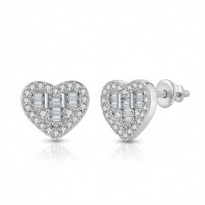 Crystal & Cubic Zirconia Silver-Plated Heart Stud Earrings