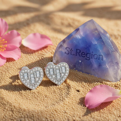 Crystal & Cubic Zirconia Silver-Plated Heart Stud Earrings