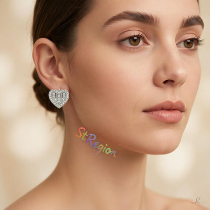 Crystal & Cubic Zirconia Silver-Plated Heart Stud Earrings