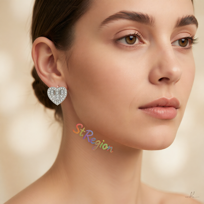 Crystal & Cubic Zirconia Silver-Plated Heart Stud Earrings