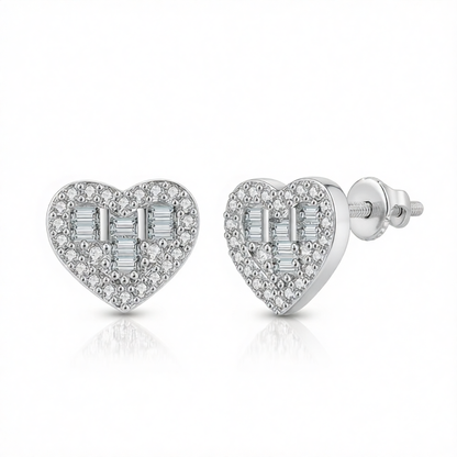 Crystal & Cubic Zirconia Silver-Plated Heart Stud Earrings