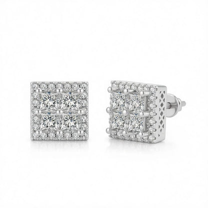 Crystal & Cubic Zirconia Silver-Plated Square Stud Earrings