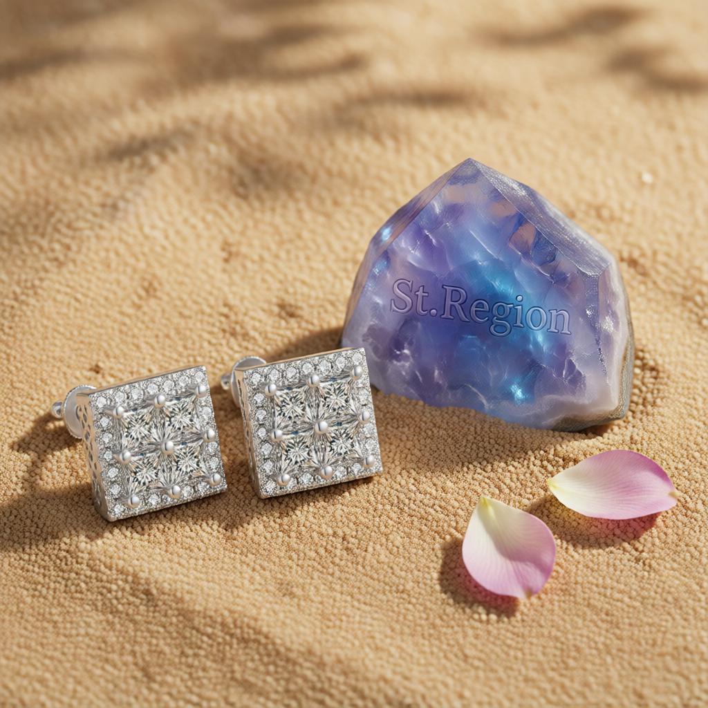 Crystal & Cubic Zirconia Silver-Plated Square Stud Earrings