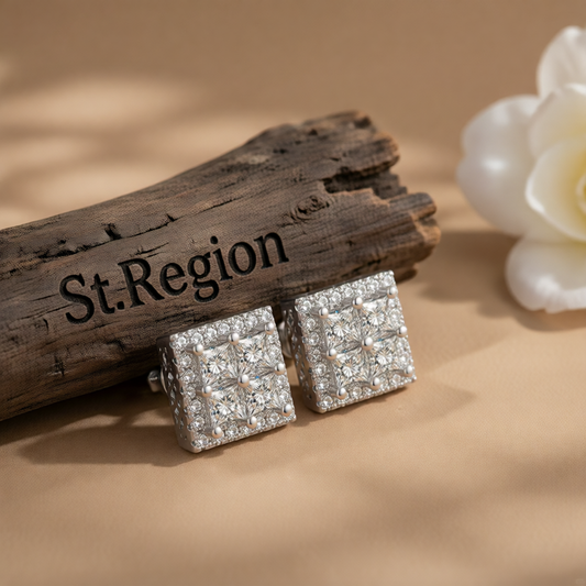 Crystal & Cubic Zirconia Silver-Plated Square Stud Earrings