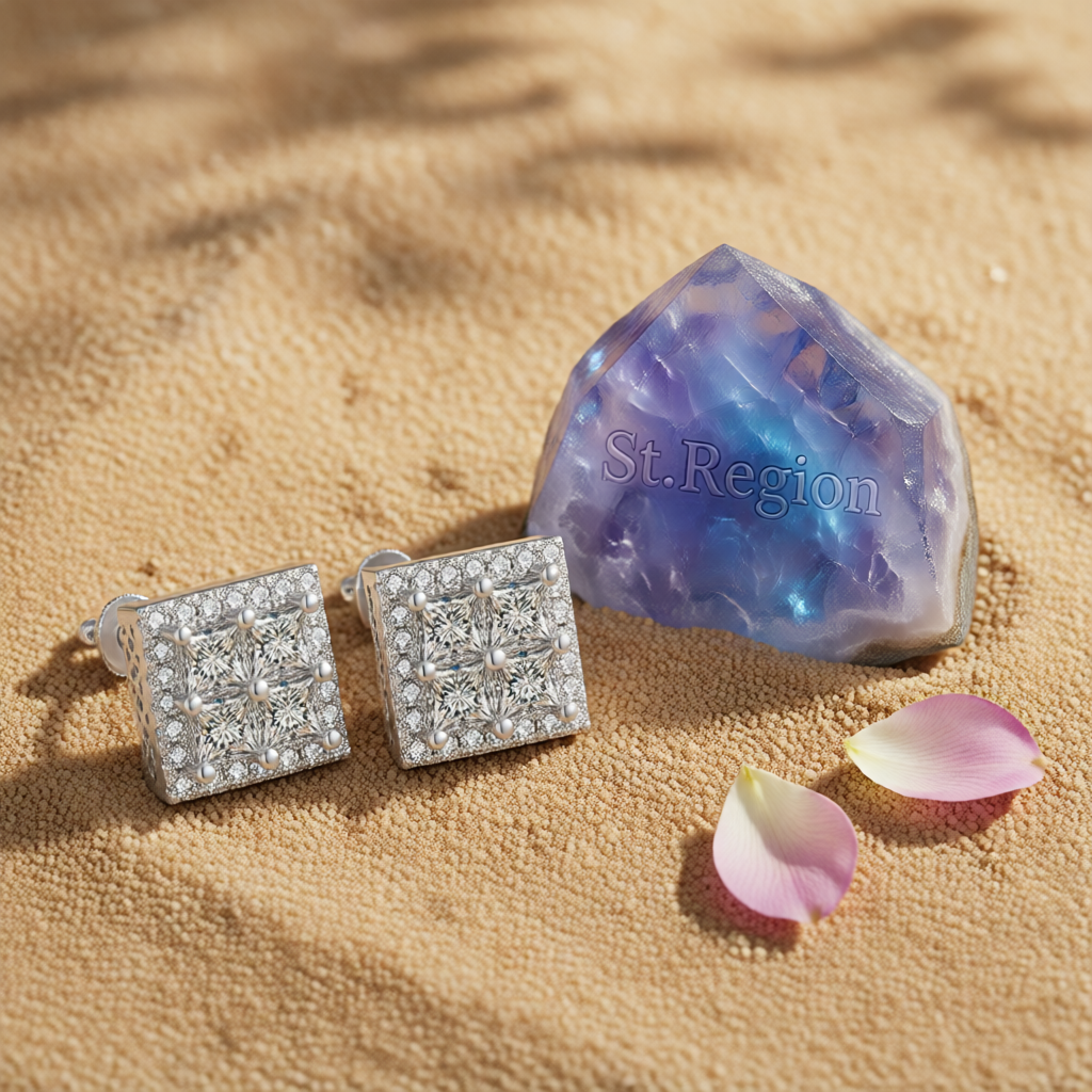 Crystal & Cubic Zirconia Silver-Plated Square Stud Earrings
