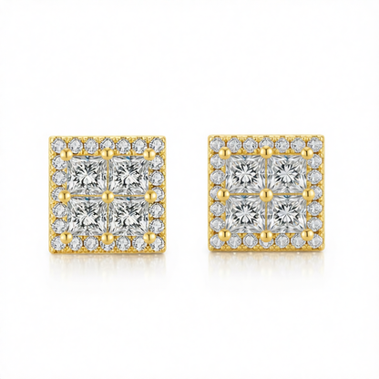 Crystal & Cubic Zirconia 18K Gold-Plated Square Stud Earrings