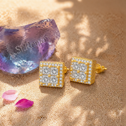 Crystal & Cubic Zirconia 18K Gold-Plated Square Stud Earrings