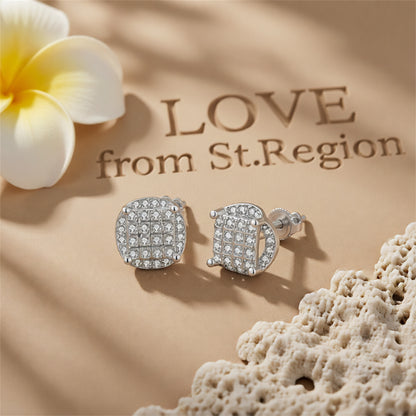 Cubic Zirconia & Silver-Plated Parted Geometric Stud Earrings