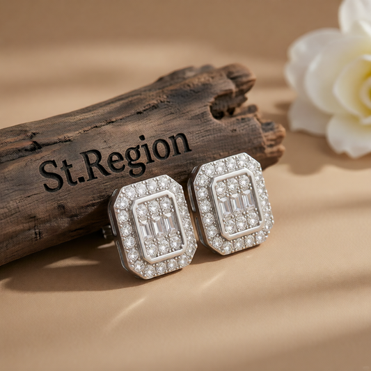 Crystal & Cubic Zirconia Silver-Plated Cushion Stud Earrings