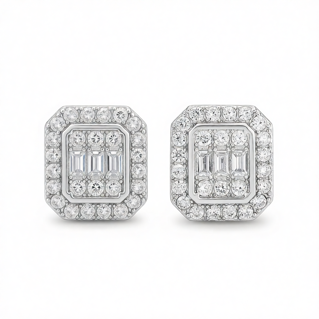 Crystal & Cubic Zirconia Silver-Plated Cushion Stud Earrings