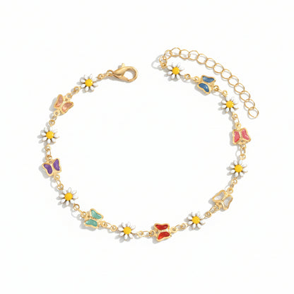 Multi-Colored Crystal & Enamel Goldtone Butterfly Mum Stations Anklet - Street Region