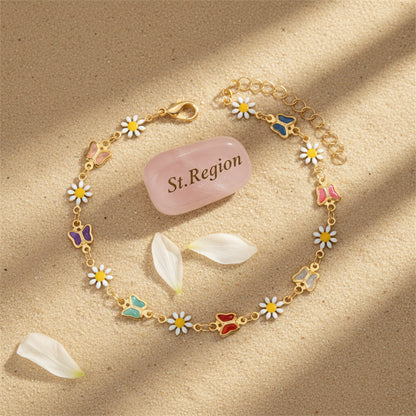 Multi-Colored Crystal & Enamel Goldtone Butterfly Mum Stations Anklet - Street Region