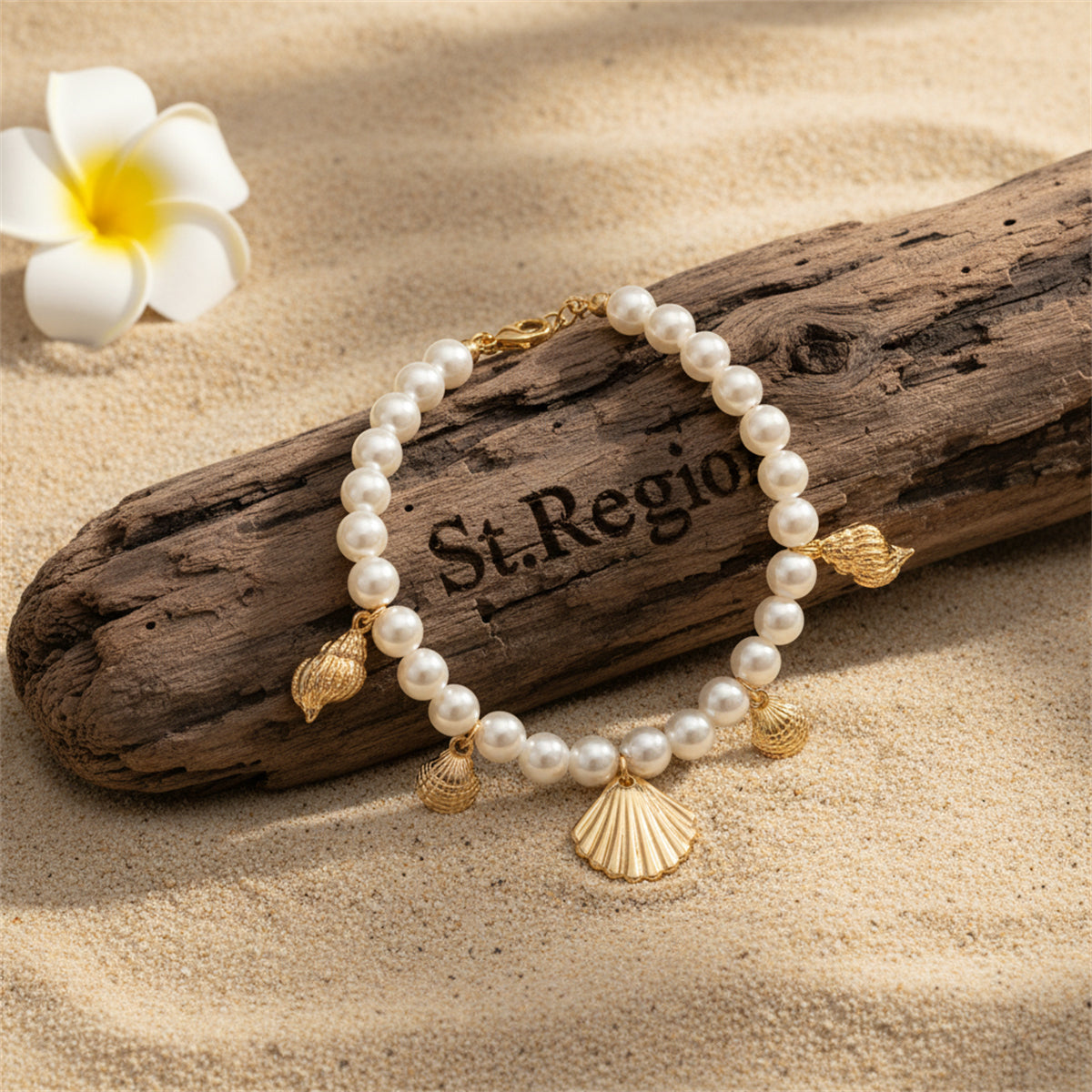 Pearl & Goldtone Shell Tassel Anklet - Street Region