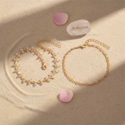Clear Acrylic Beads & Goldtone Chain Anklet Set - Street Region