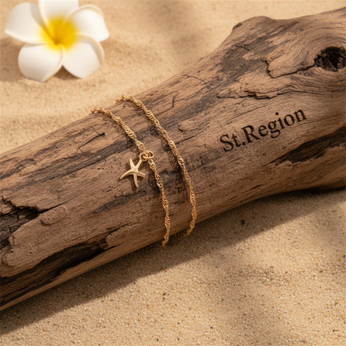 Goldtone Starfish Charm Tassel Anklet Set - Street Region