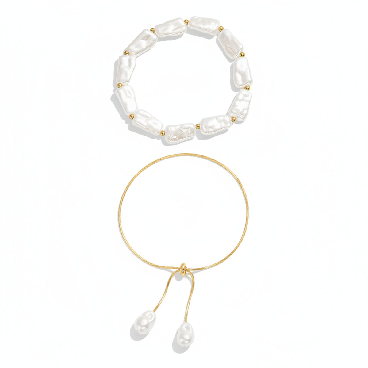 Baroque Pearl & Goldtone Dual-Drop Tassel Anklet Set - Street Region