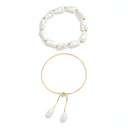 Baroque Pearl & Goldtone Dual-Drop Tassel Anklet Set - Street Region