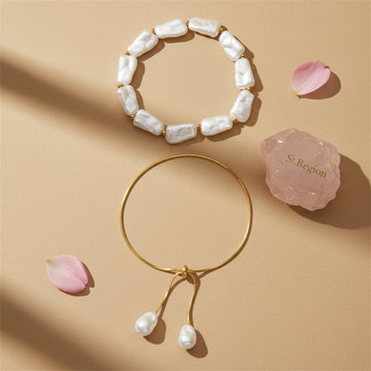 Baroque Pearl & Goldtone Dual-Drop Tassel Anklet Set - Street Region