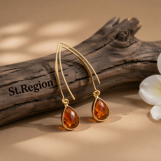 Orange Crystal & 18K Gold-Plated Threader Earrings