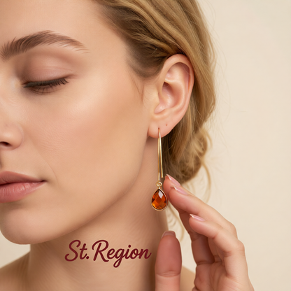 Orange Crystal & 18K Gold-Plated Threader Earrings