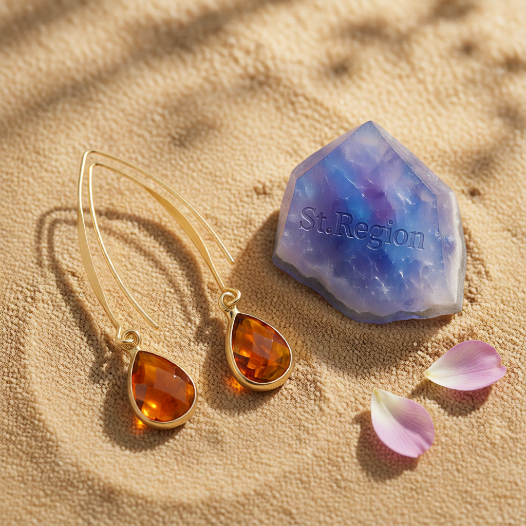 Orange Crystal & 18K Gold-Plated Threader Earrings