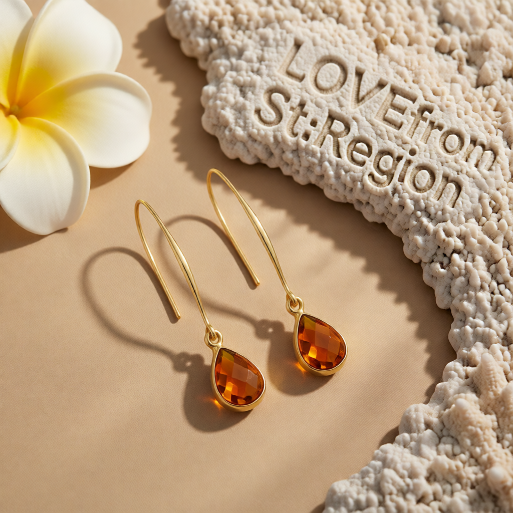 Orange Crystal & 18K Gold-Plated Threader Earrings