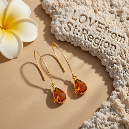 Orange Crystal & 18K Gold-Plated Threader Earrings