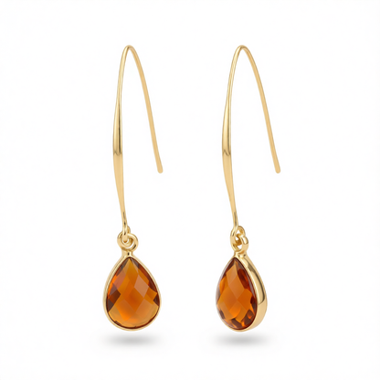 Orange Crystal & 18K Gold-Plated Threader Earrings
