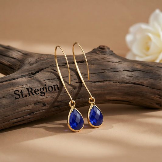 Blue Crystal & 18K Gold-Plated Threader Earrings