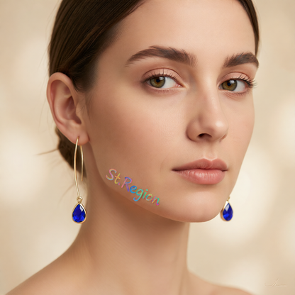 Blue Crystal & 18K Gold-Plated Threader Earrings