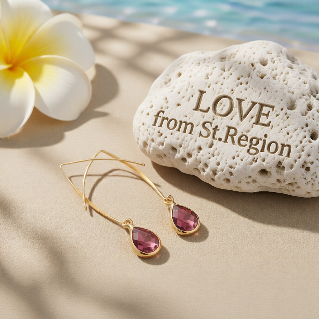 Red Crystal & 18K Gold-Plated Threader Earrings