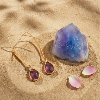 Red Crystal & 18K Gold-Plated Threader Earrings