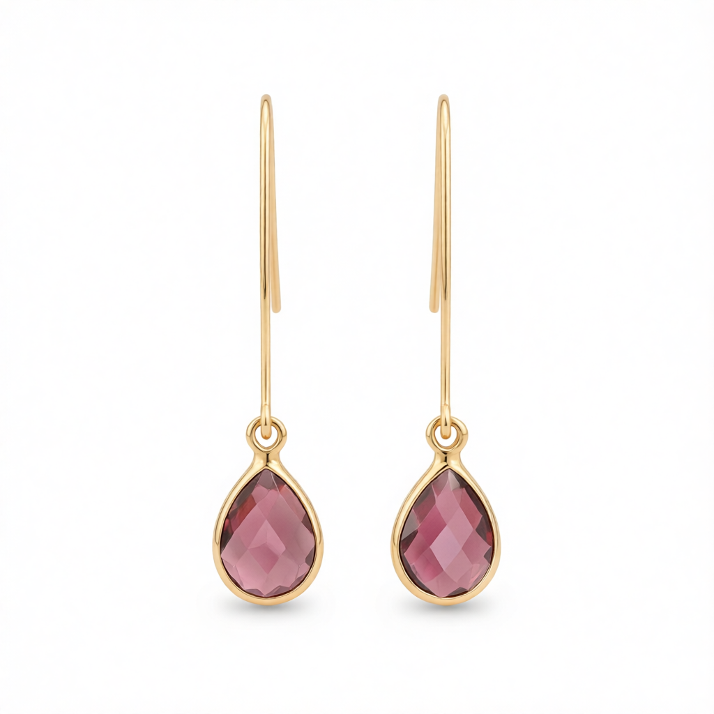 Red Crystal & 18K Gold-Plated Threader Earrings