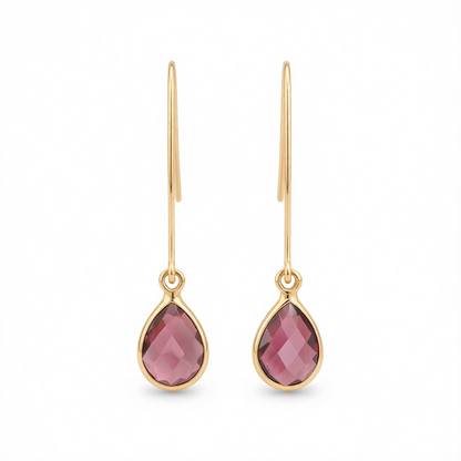 Red Crystal & 18K Gold-Plated Threader Earrings