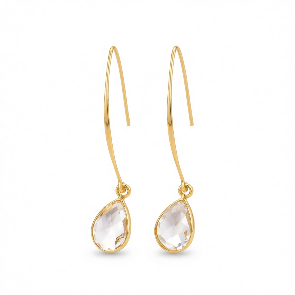 Clear Crystal & 18K Gold-Plated Threader Earrings