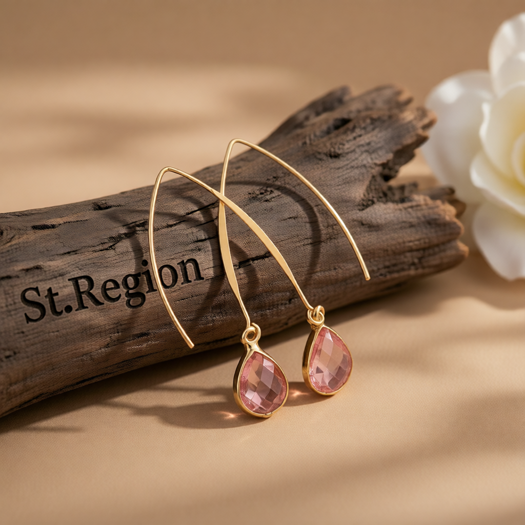 Pink Crystal & 18K Gold-Plated Threader Earrings