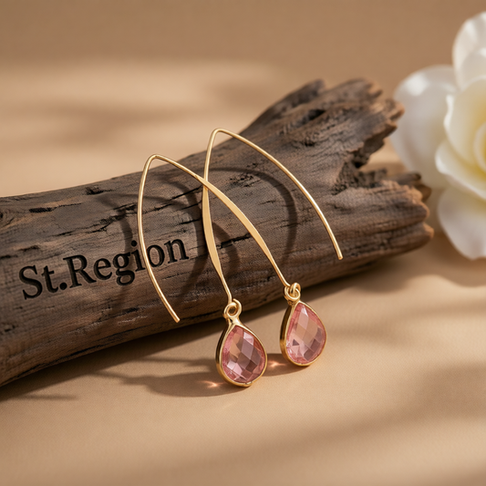Pink Crystal & 18K Gold-Plated Threader Earrings