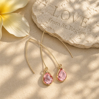 Pink Crystal & 18K Gold-Plated Threader Earrings