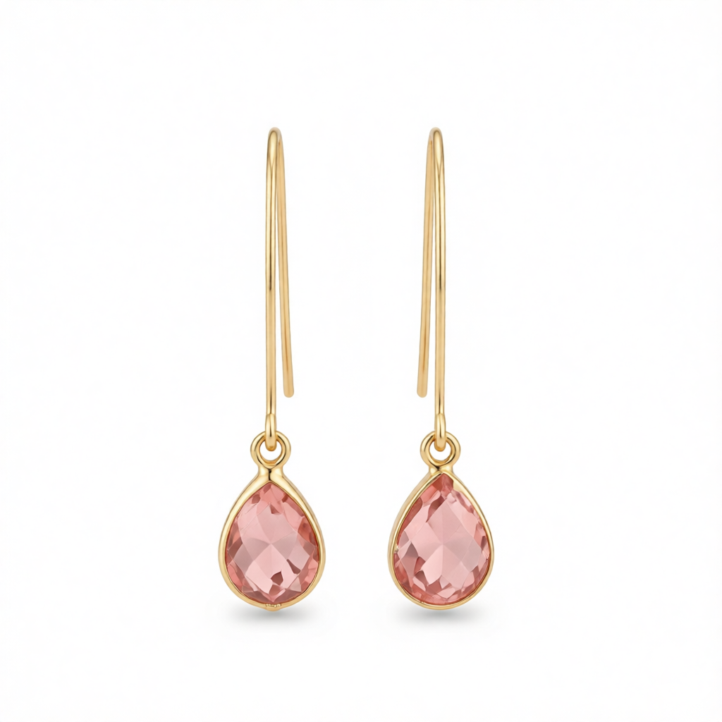 Pink Crystal & 18K Gold-Plated Threader Earrings