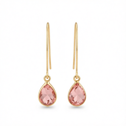Pink Crystal & 18K Gold-Plated Threader Earrings