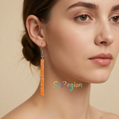 Yellow Howlite & Silver-Plated Cylinder Bead Drop Earrings